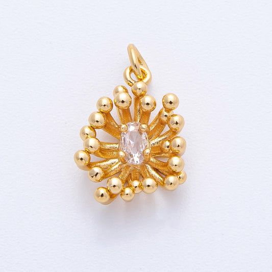 17.8mm 18k gold filled Starburst spike Charm with center CZ crystal DIY Jewelry Making Supply for Custom Necklace and Bracelet | AK-170