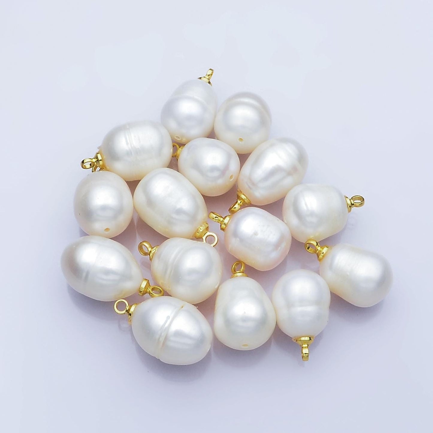 Tiny potato pearl charms white pearl drop pendants dainty charm necklace pendant 9mm pearl drop with bail P1940