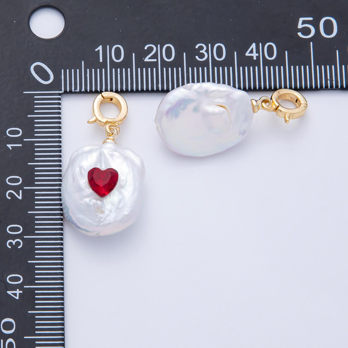 Mini White pearl charms With Green RED CZ pendants dainty charm necklace pendant 15 mm pearl drop with bail enhancer AF-640