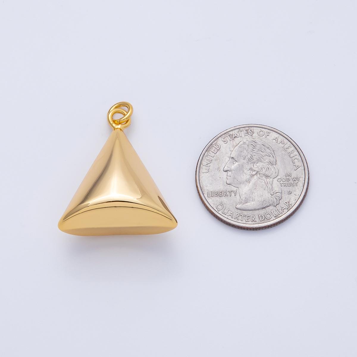 Puffy Gold Triangle Pendant 18k Gold Filled Modern Geometric Charm for Necklace Component AK-121