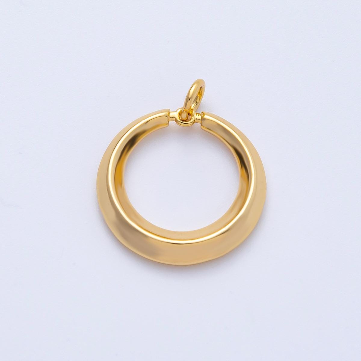 Open Circle Gold Oblong Pendant 18k Gold Filled Modern Geometric Charm for Necklace Component AK-120