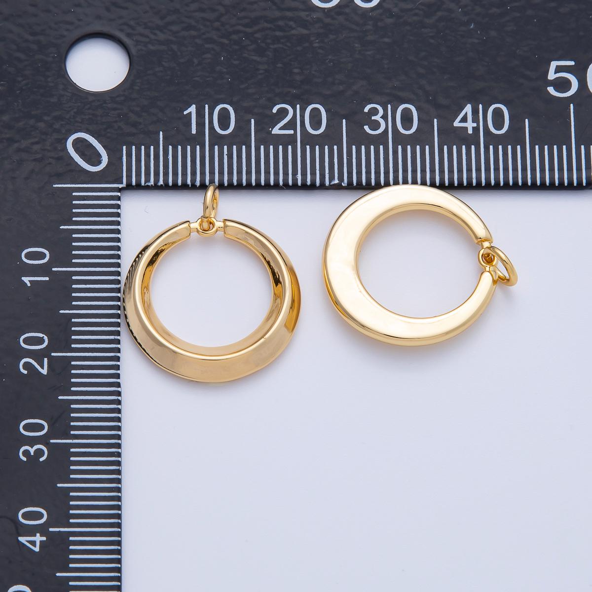 Open Circle Gold Oblong Pendant 18k Gold Filled Modern Geometric Charm for Necklace Component AK-120