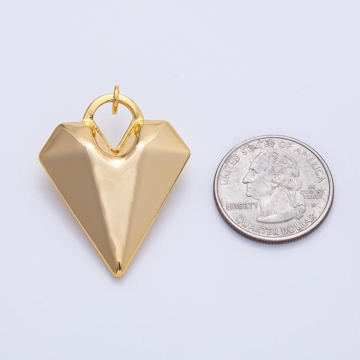 3D Gold Heart Pendant 18k Gold Filled Modern Geometric Charm for Necklace Component AK-122