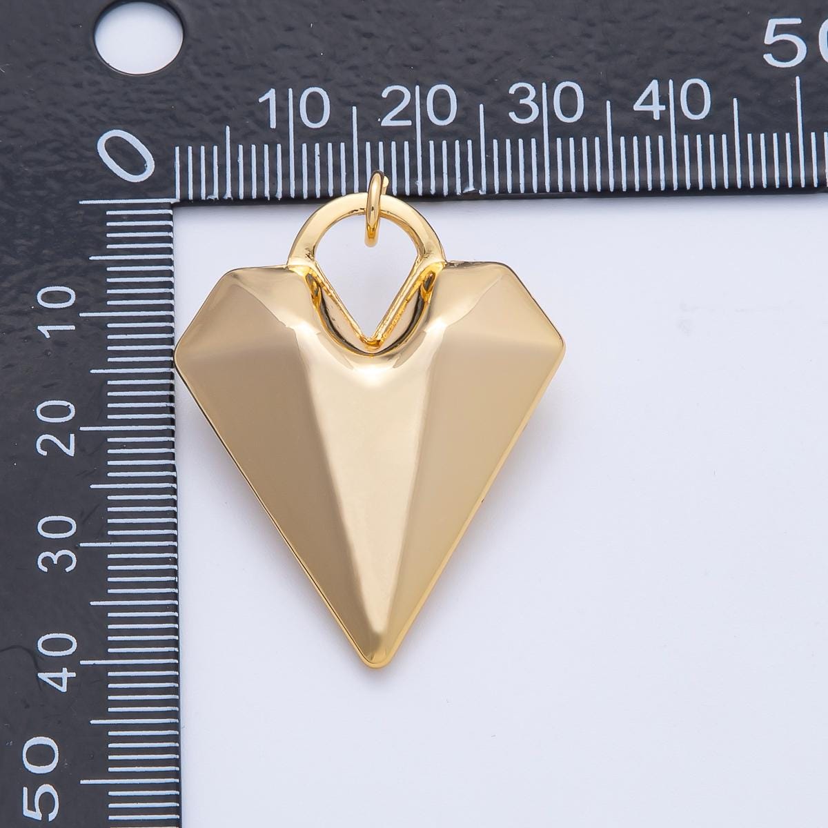3D Gold Heart Pendant 18k Gold Filled Modern Geometric Charm for Necklace Component AK-122