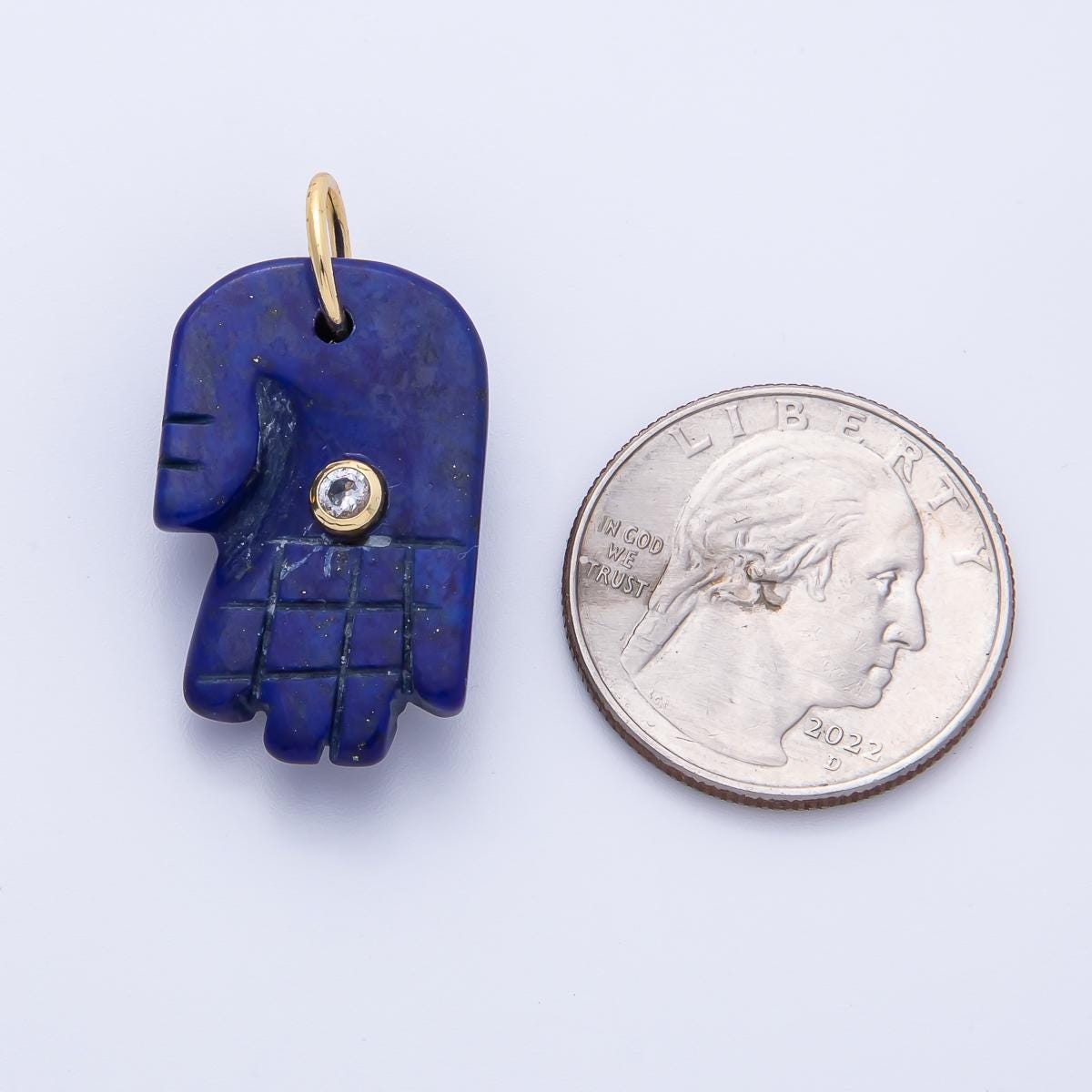 Big Gemstone Hamsa Hand Pendant Natural Stone Blue Lapiz Charm for Amulet Necklace Jewelry Making Supply 18k Gold Filled Charm AK-206