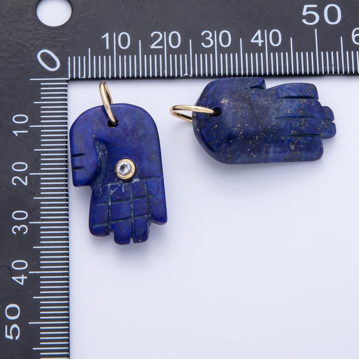 Big Gemstone Hamsa Hand Pendant Natural Stone Blue Lapiz Charm for Amulet Necklace Jewelry Making Supply 18k Gold Filled Charm AK-206
