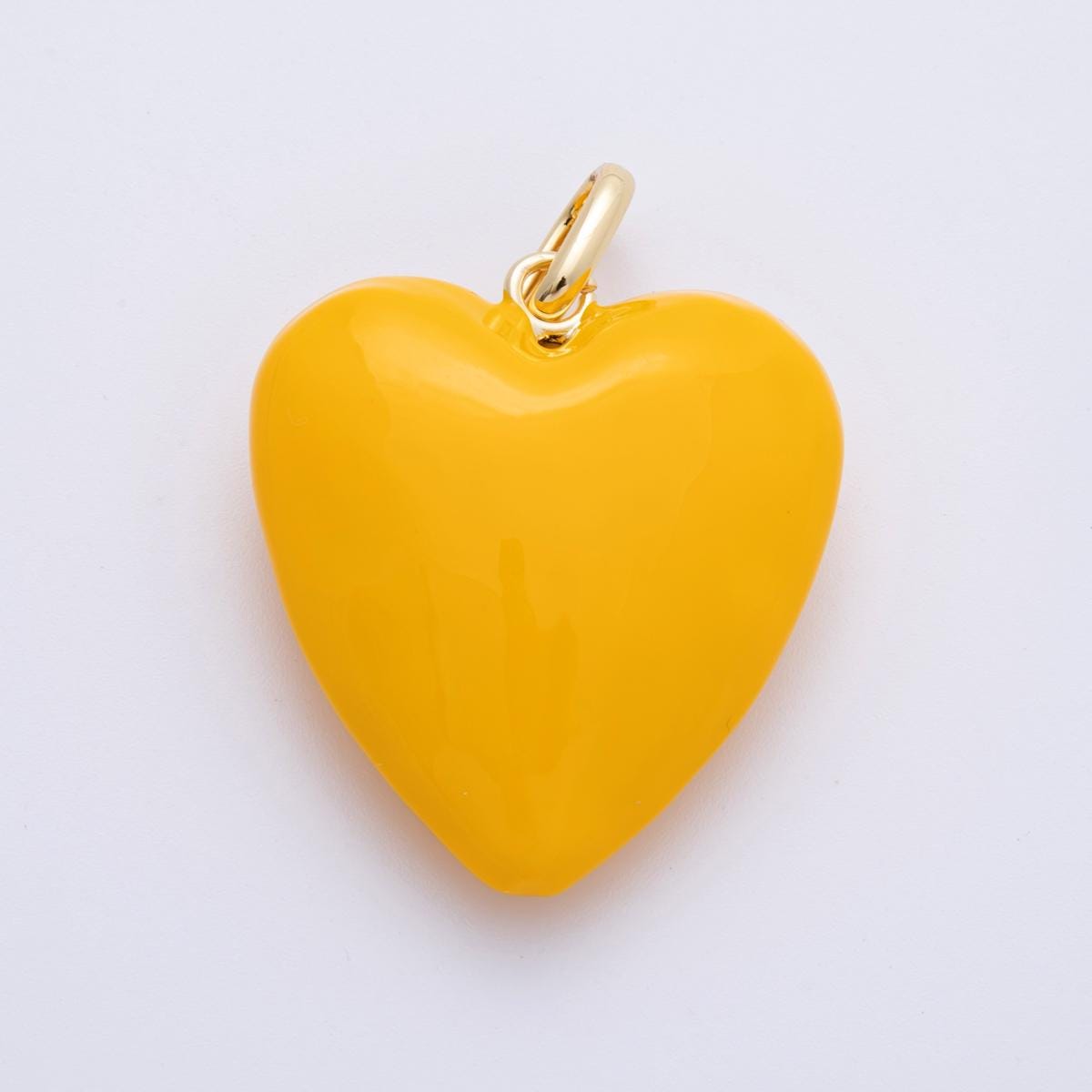 Puffy Red big Pastel Enamel Charm 18K Gold filled heart charm balloon pendant for Valentine jewelry making supply Key Chain Bag Charm Supply