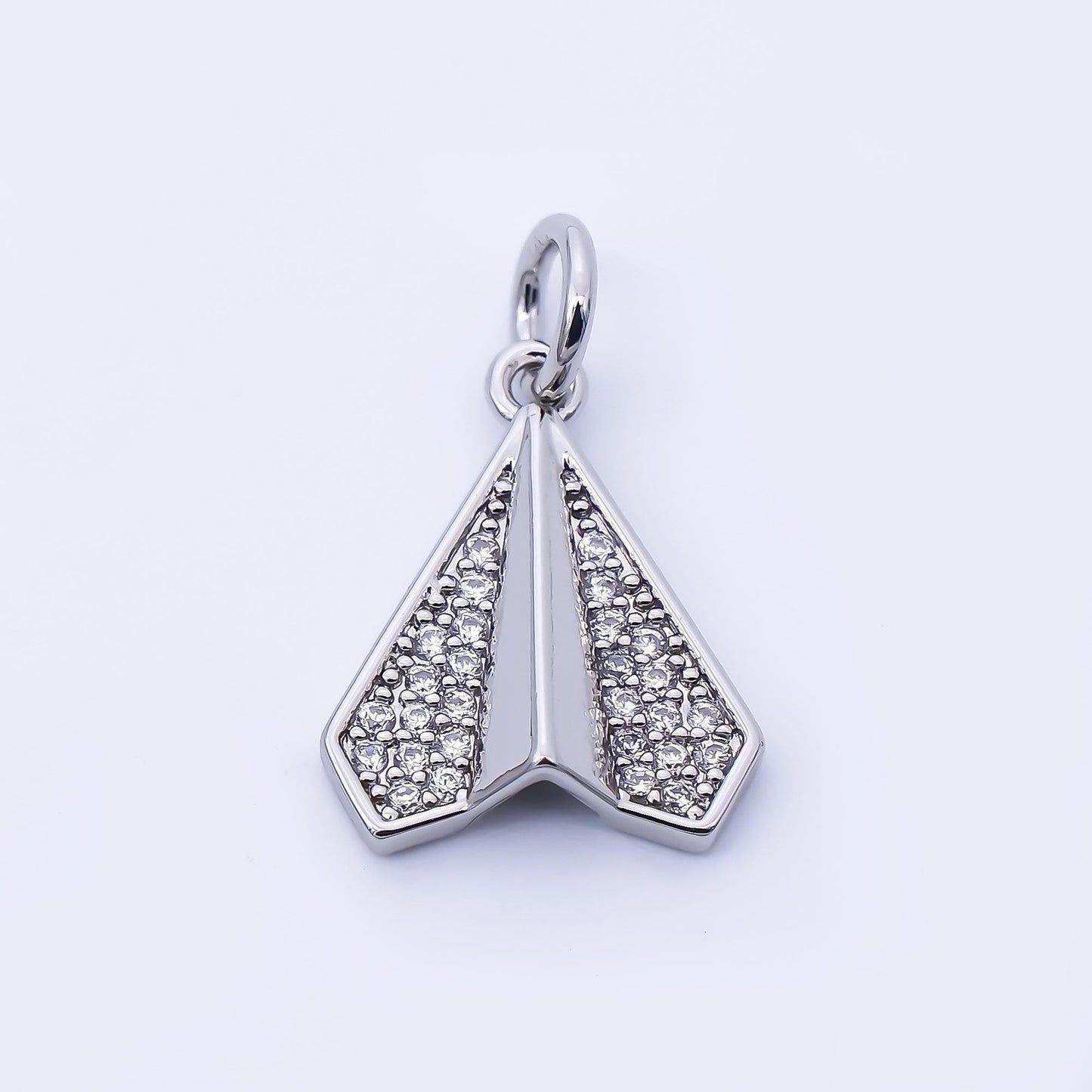 24k Gold Filled Clear CZ Paper Airplane Charm in Gold & Silver Toys Plane DIY Supply for Jewelry Making Necklace Bracelet | C973