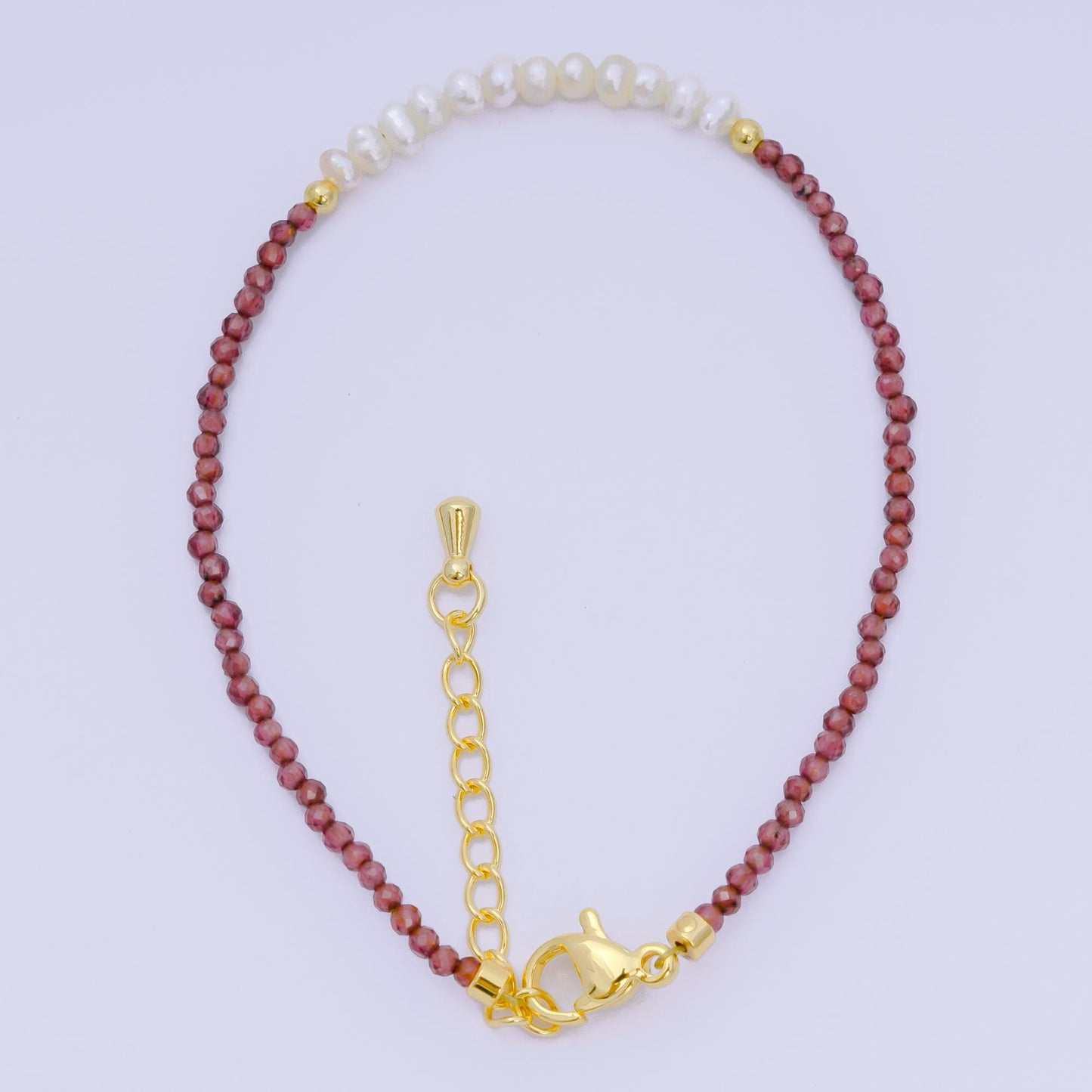 Handmade 3mm Pearl with multifaceted Colorful rondelle stones Gemstone 6.7"+ 1.25" extender Handcrafted Beaded bracelet | WA-3695