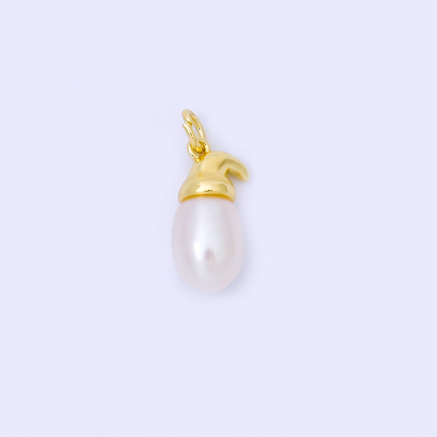 24k Gold and Silver Unique Gnome Hat Pearl Charm Baroque Freshwater Pearl Charm Christmas Holiday Jewelry Supply DIY Necklace | AF590