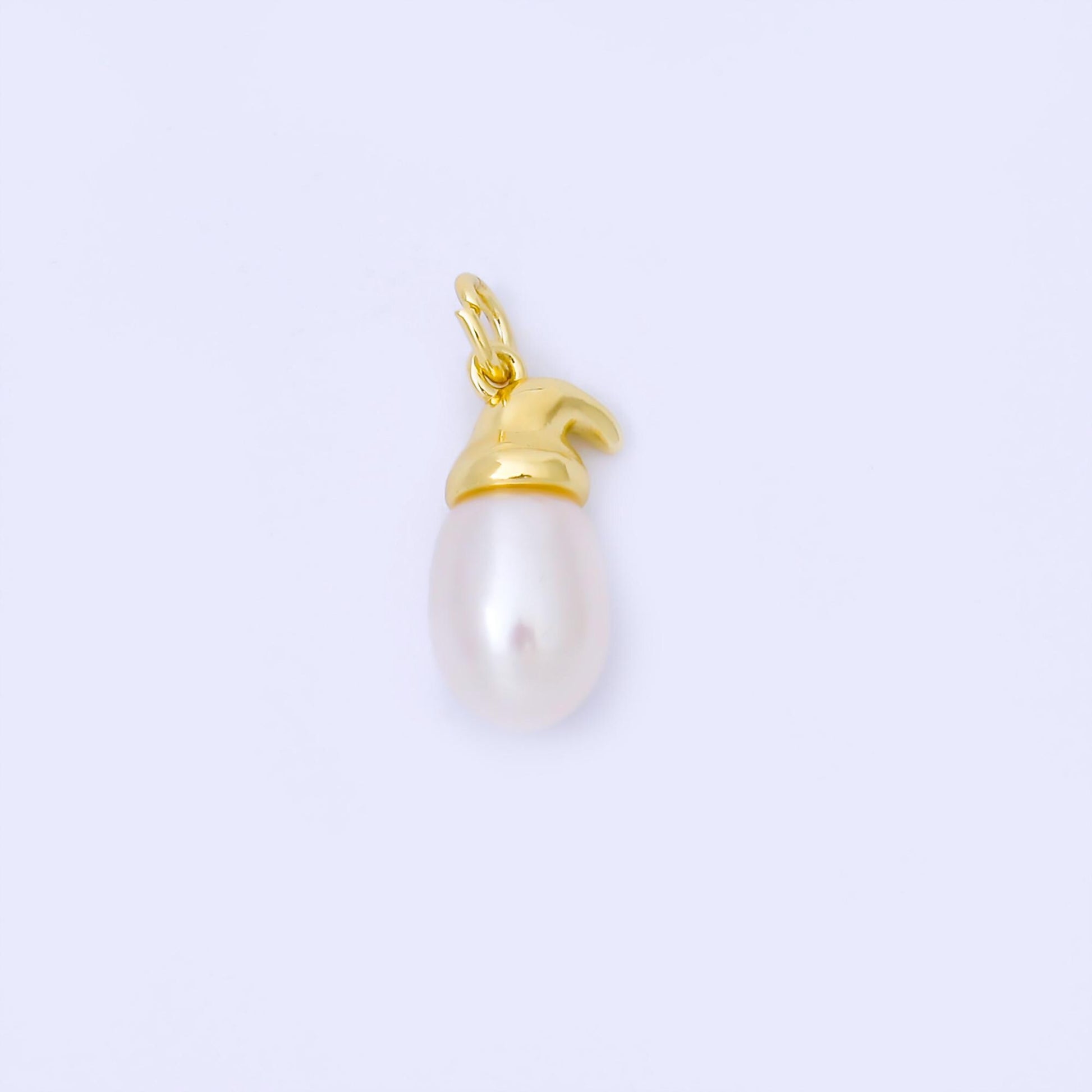 24k Gold and Silver Unique Gnome Hat Pearl Charm Baroque Freshwater Pearl Charm Christmas Holiday Jewelry Supply DIY Necklace | AF590