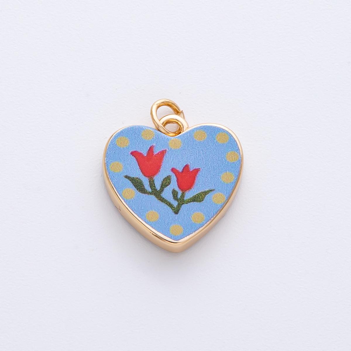 18k Gold Filled Flower Charm Hand Painted Enamel DIY Jewelry Supply for Custom Necklace | AF1595