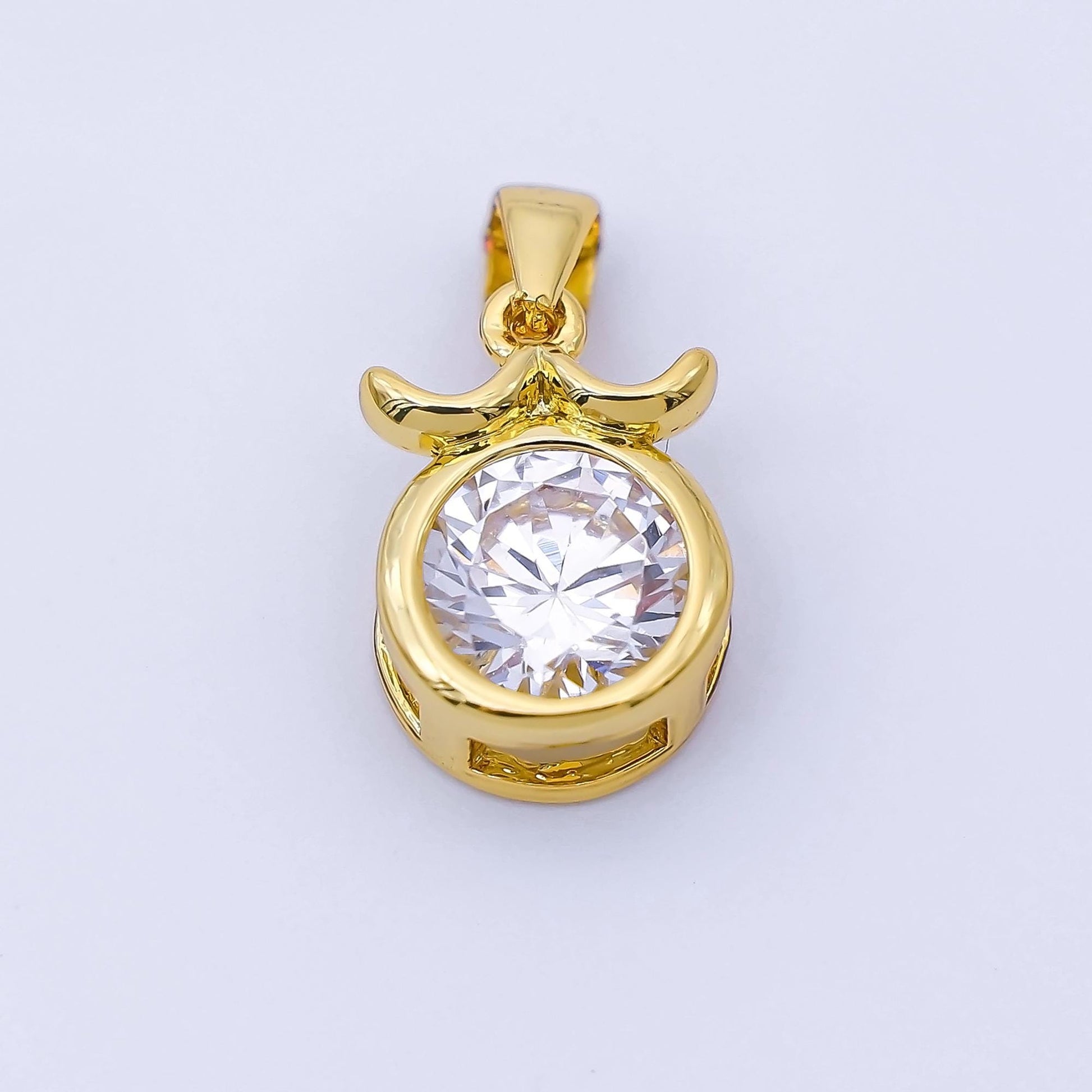 Sparkling Cubic Zirconia Zodiac 24K Gold Filled Astrology Charm Celestial Jewelry Making Supply Personalized Constellation Gift | A1352