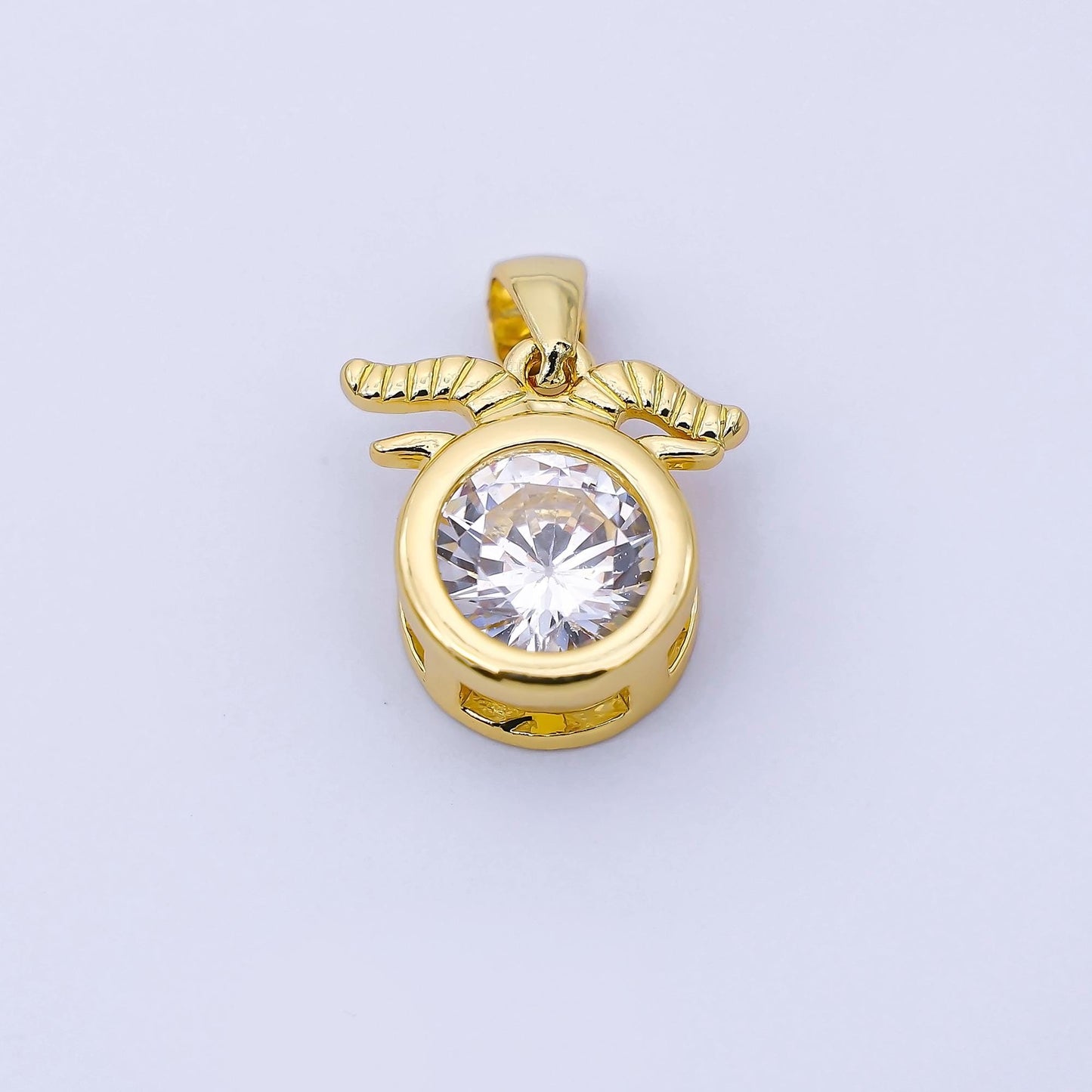Sparkling Cubic Zirconia Zodiac 24K Gold Filled Astrology Charm Celestial Jewelry Making Supply Personalized Constellation Gift | A1352