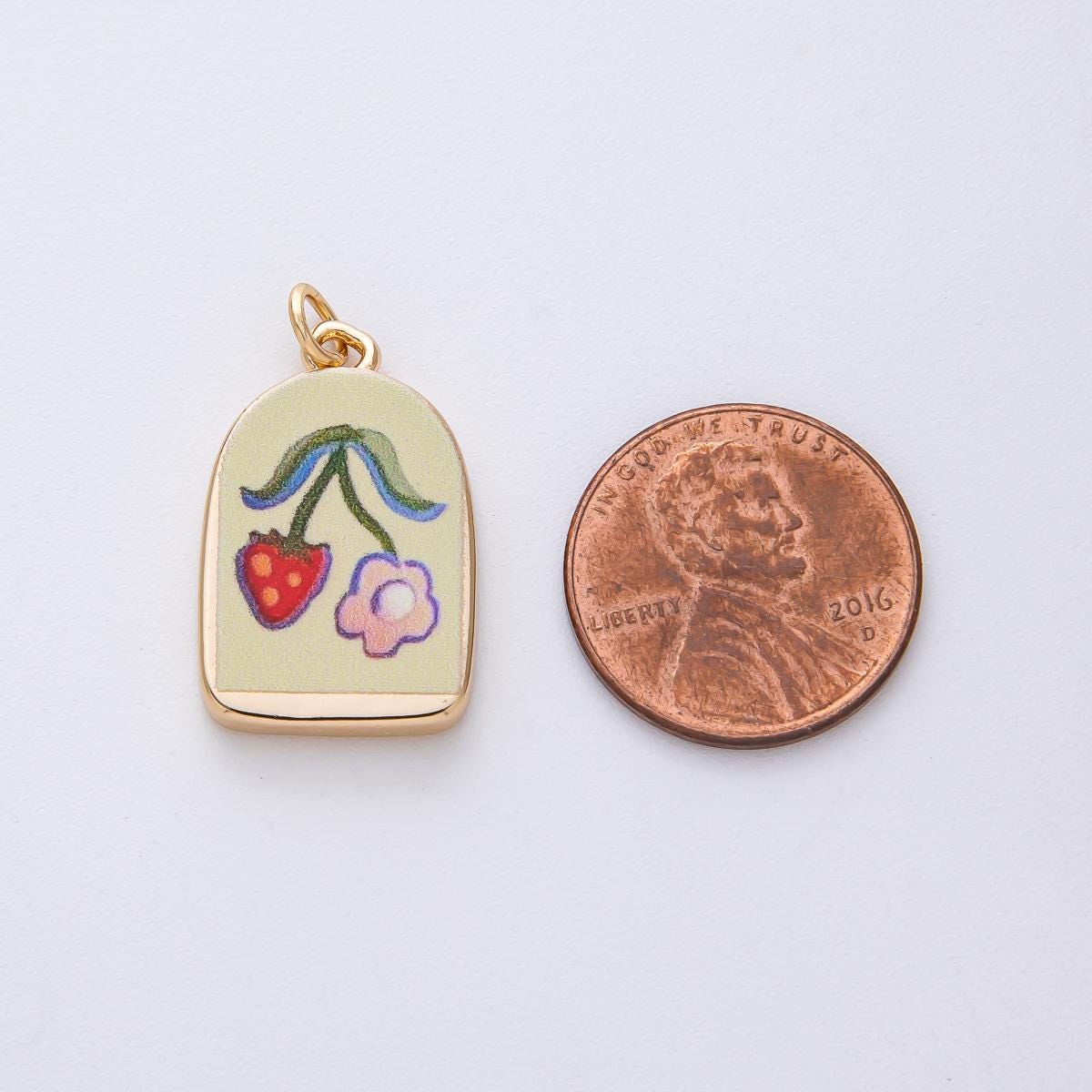 18k Gold Filled Flower Charm Hand Painted Enamel DIY Jewelry Supply for Custom Necklace | AF1595