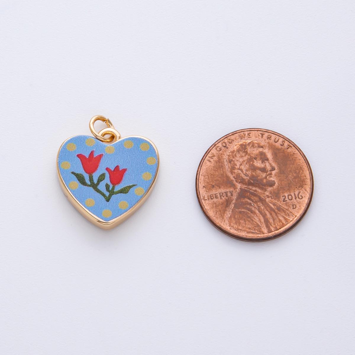 18k Gold Filled Flower Charm Hand Painted Enamel DIY Jewelry Supply for Custom Necklace | AF1595