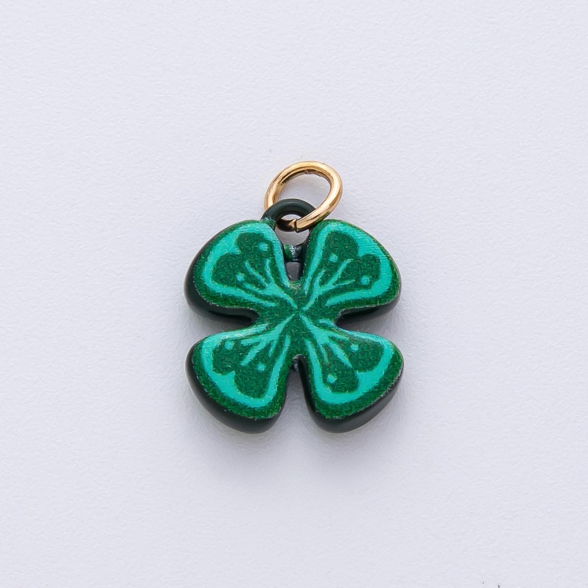 15.3mm Mini Green Shamrock Charm 18K Gold Filled Clover Flower Pendant Lucky Charm for St. Patrick's Day DIY Jewelry Supply | AF1614