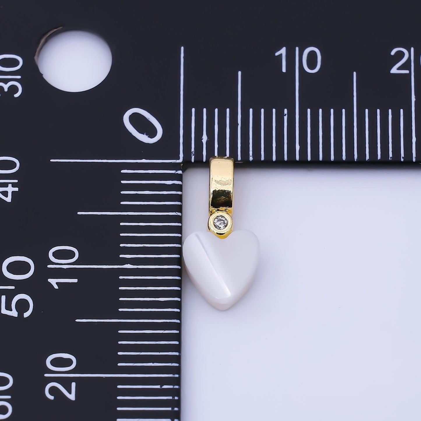 24K Gold Filled 13mm Heart Shell Pearl Clear CZ Bail Pendant White Heart DIY Jewelry Making Supply for Custom Necklace or Bracelet | P1953