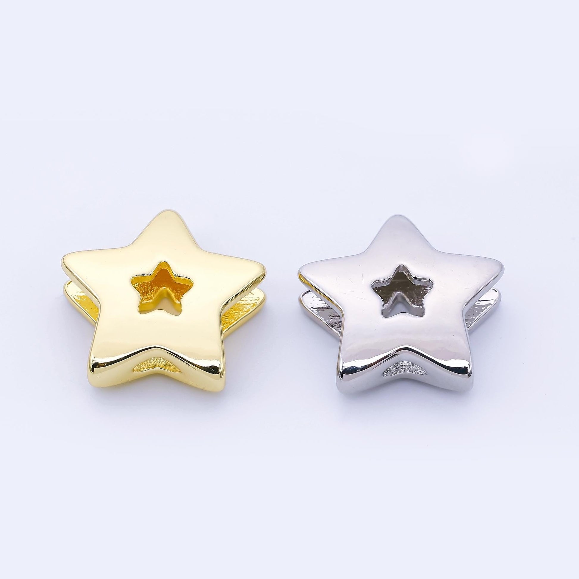 24K Gold Filled 21mm Minimalist Open Celestial Star Bead in Gold & Silver Celestial Jewelry Supplies DIY for custom Necklace Bracelet | B854