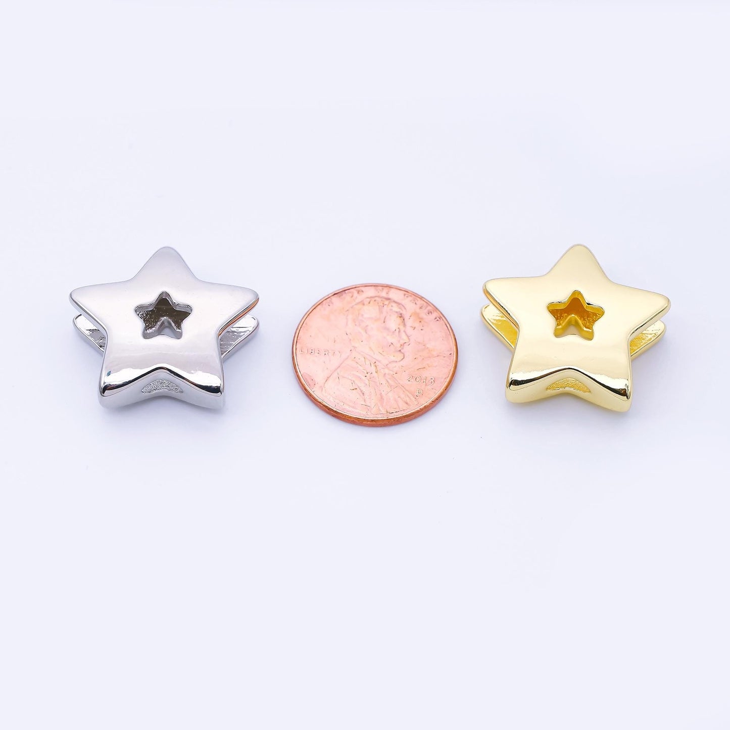 24K Gold Filled 21mm Minimalist Open Celestial Star Bead in Gold & Silver Celestial Jewelry Supplies DIY for custom Necklace Bracelet | B854