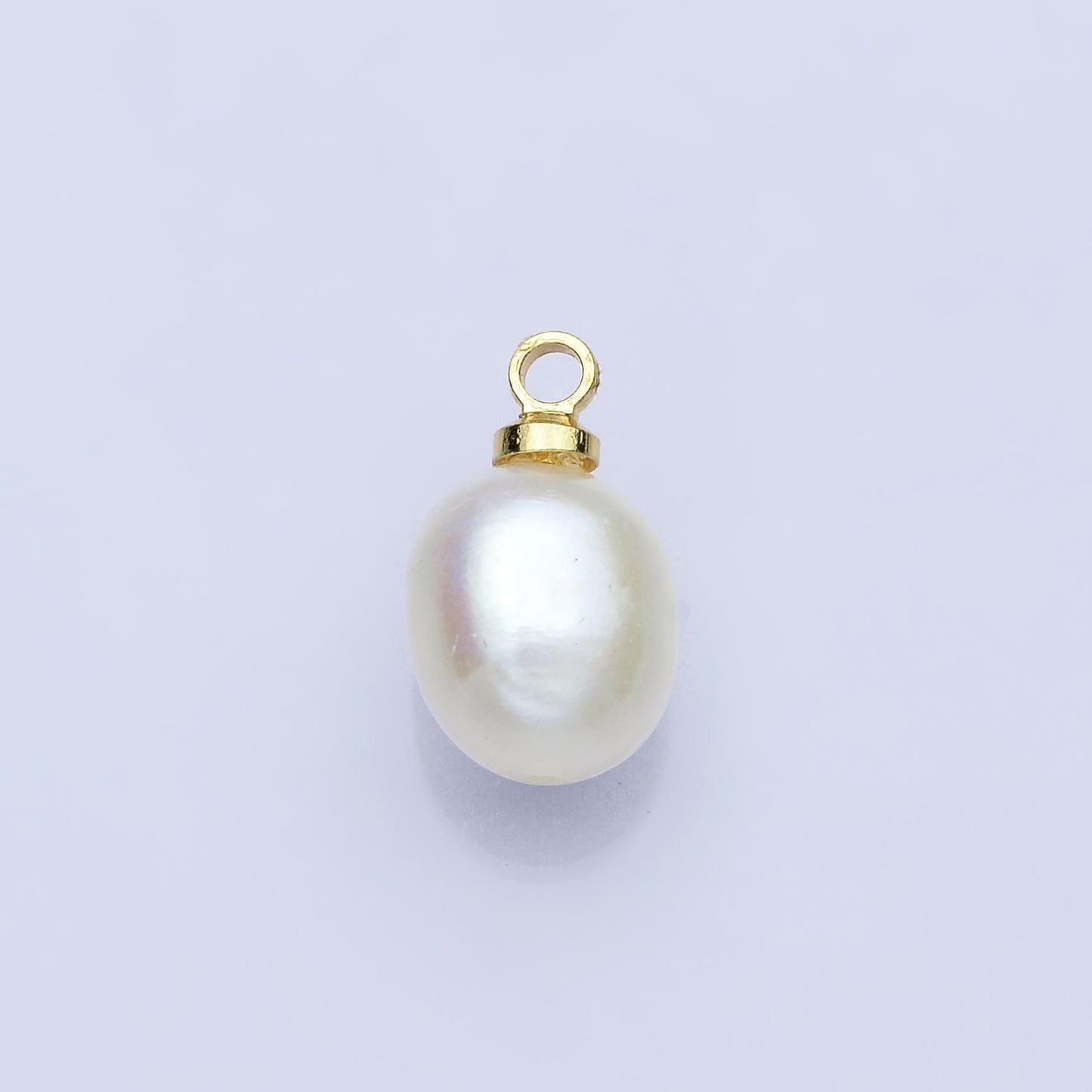 18K Gold Filled 12.6mm Shell Pearl Oval Button Charm Elegant Piece for Custom Necklace DIY Jewelry Supply Finding | P1618