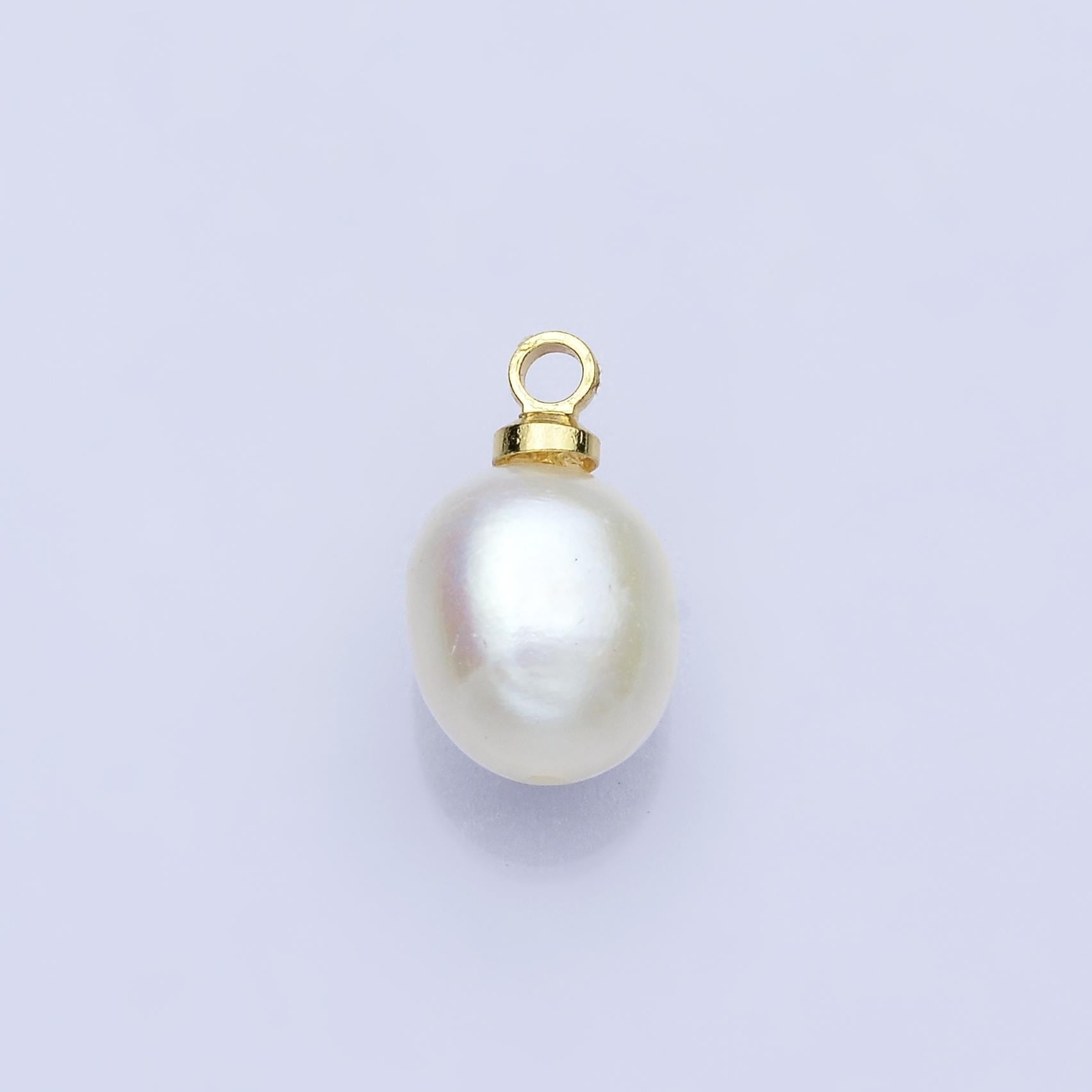 18K Gold Filled 12.6mm Shell Pearl Oval Button Charm Elegant Piece for Custom Necklace DIY Jewelry Supply Finding | P1618