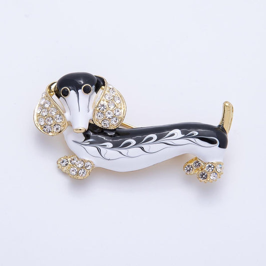Adorable vintage style Dachshund Dog brooch Black Enamel Sausage Dog Brooch for Coats Bags Scarves Jewelry Accessory BH-014