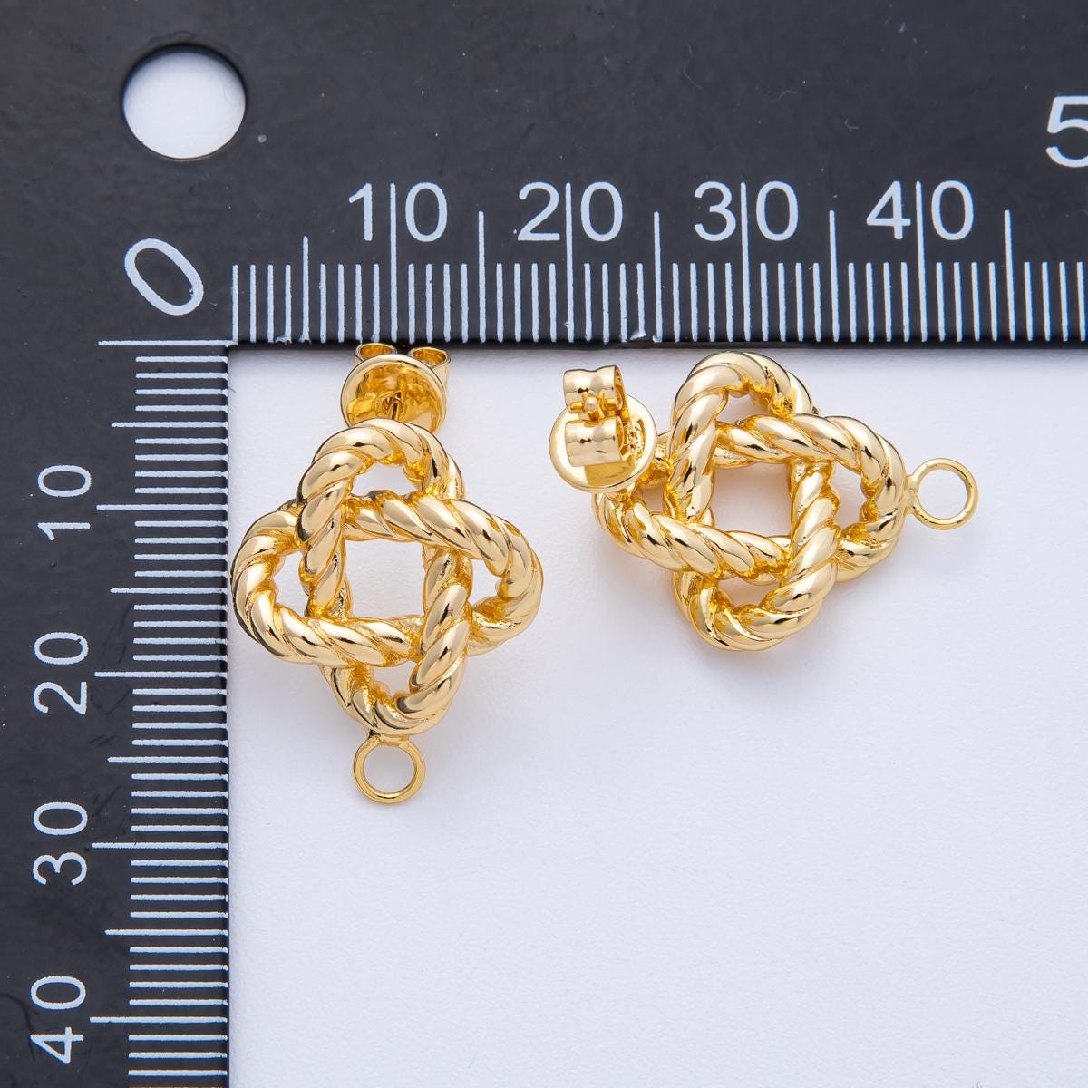 18K Gold Filled Rope Knot Stud Earrings Component with Closed Link for Earring Charm Jewelry Supply Z-1655