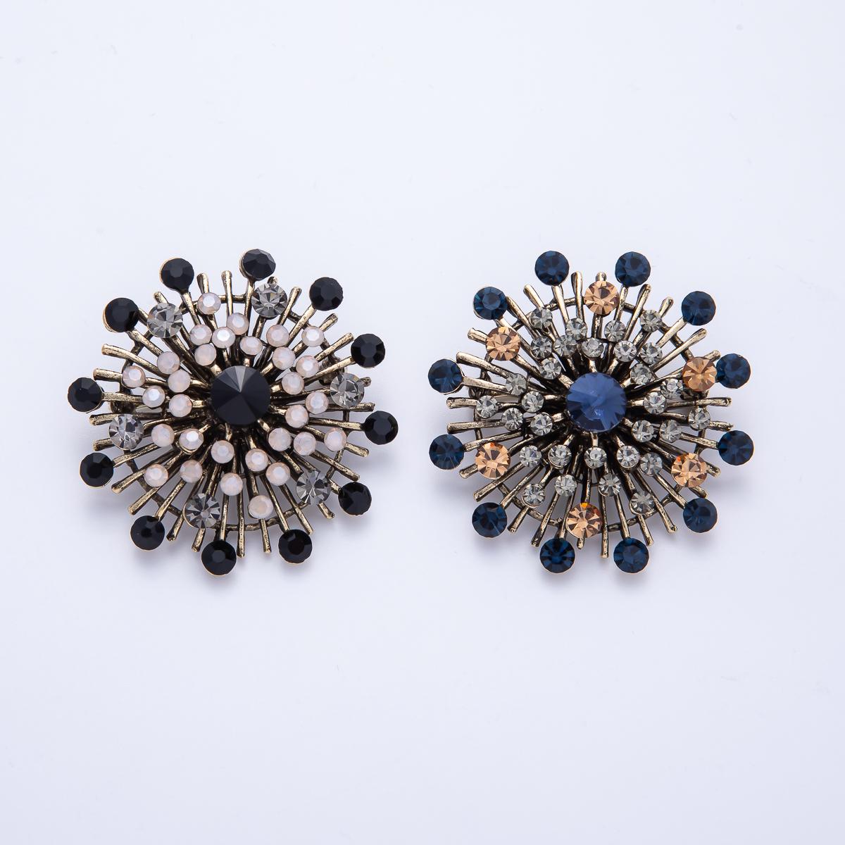 45mm Vintage Inspired Crystal Starburst Brooch Diamond Crystal Rhinestone Pin Statement Piece for Coat Scarves Elegant Accessory | BH026