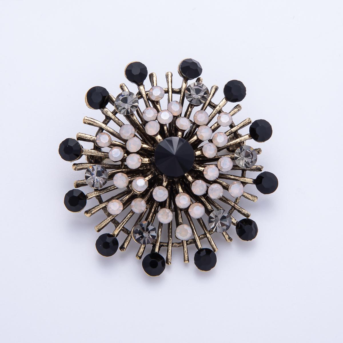 45mm Vintage Inspired Crystal Starburst Brooch Diamond Crystal Rhinestone Pin Statement Piece for Coat Scarves Elegant Accessory | BH026