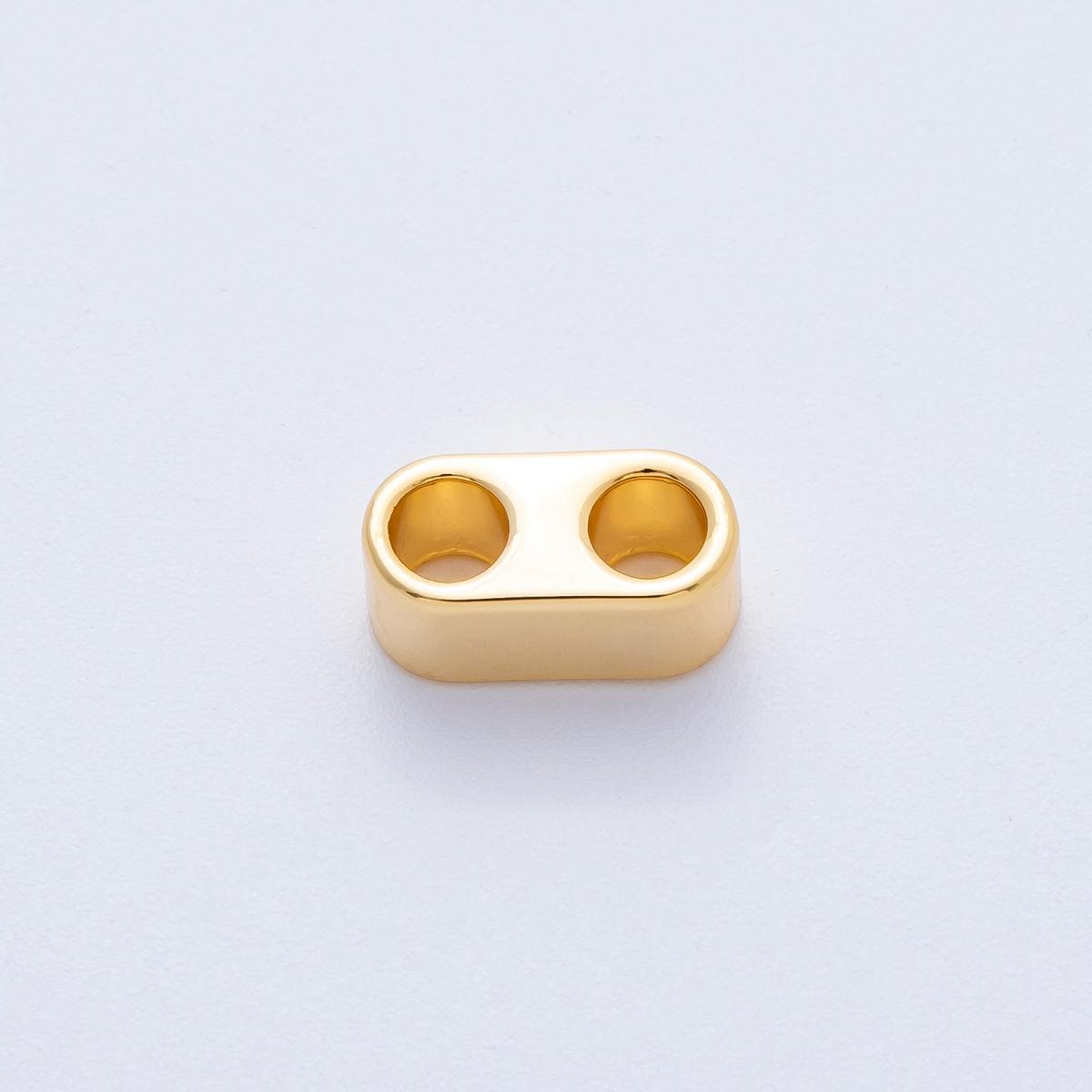 18k Gold Filled 15mm Chunky Gold Oval Spacer Bead Double Hole Connector Charm Bolo Necklace DIY Jewelry Making Supply Findings | Z1670