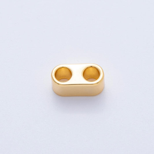18k Gold Filled 15mm Chunky Gold Oval Spacer Bead Double Hole Connector Charm Bolo Necklace DIY Jewelry Making Supply Findings | Z1670