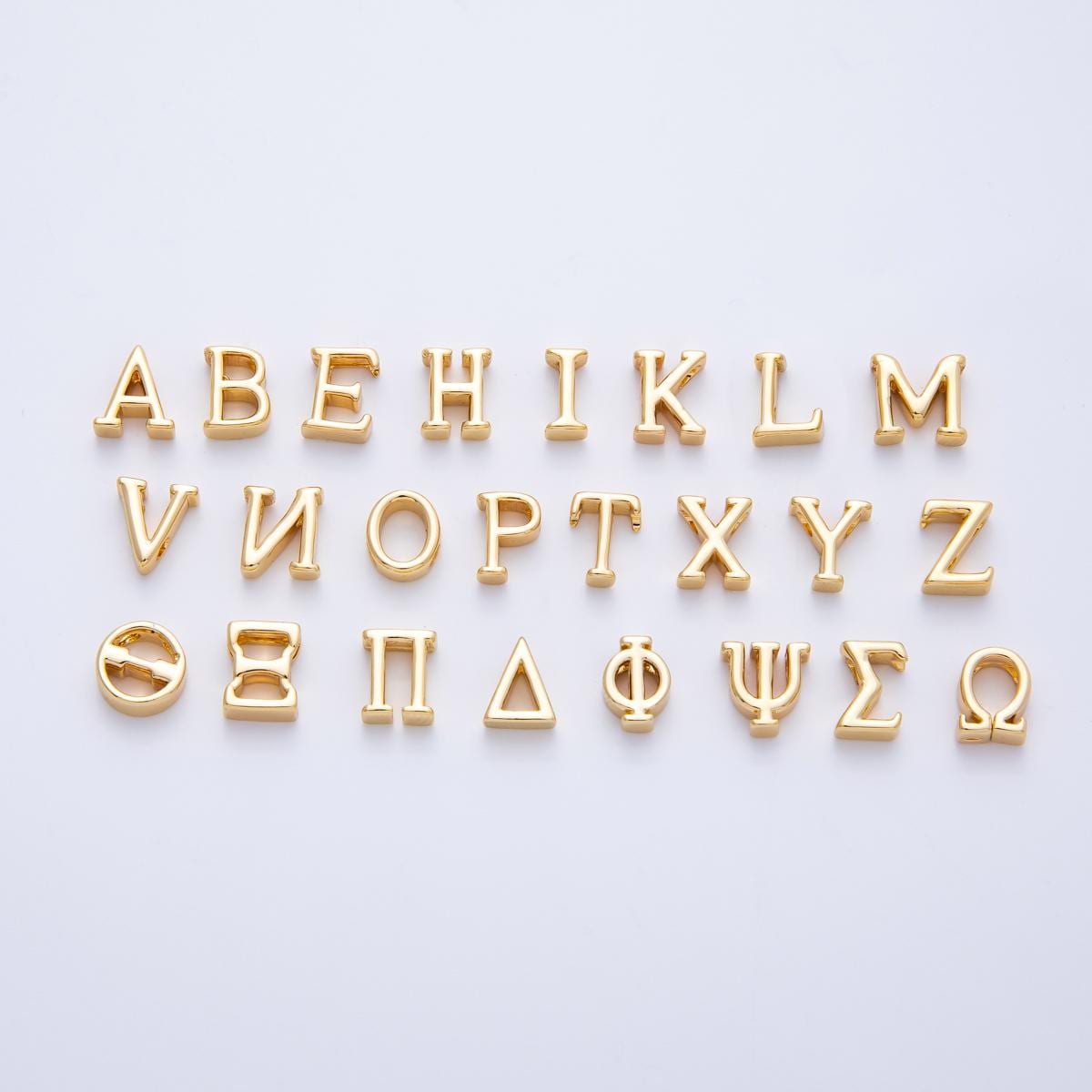 Dainty Gold Fill Greek Letters Charm Sorority Fraternity Greek Letters Beads Gamma Omega Pi Delta Phi Greek Alphabet Initial Charm AF235-246