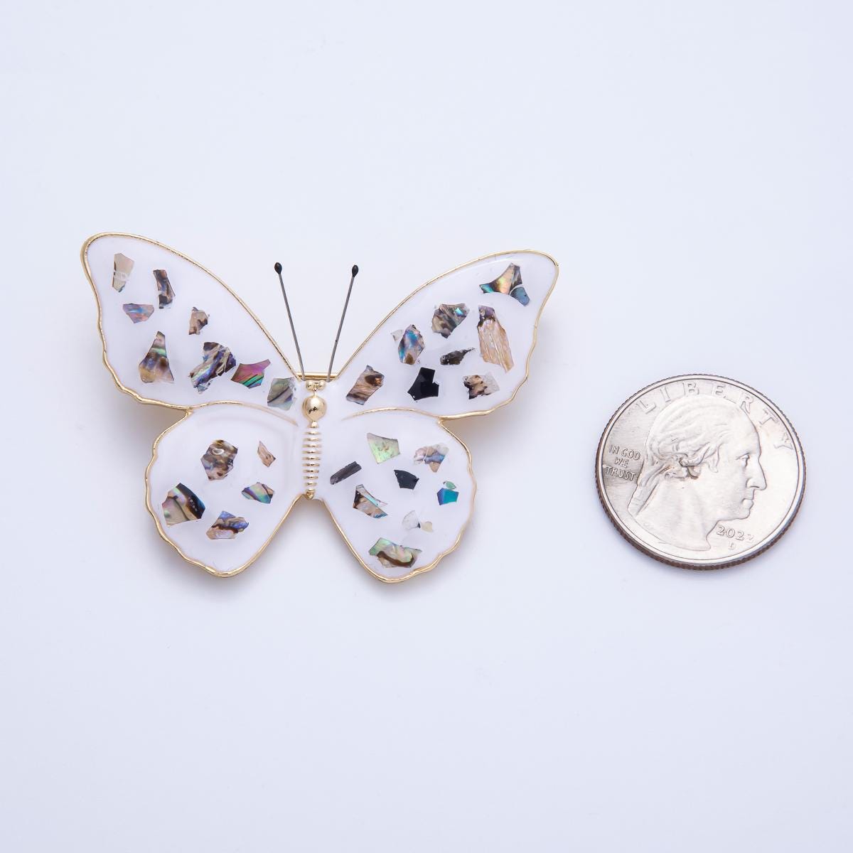 Iridescent Shell Inspired Butterfly Brooch Mosaic Pin Vintage Style Insect Jewelry Nature Lover Gift Accessory Coats Bags Scarves | BH-037