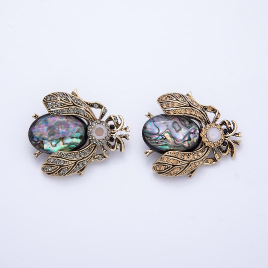 Vintage Gold 41.9mm Orange & Black Rhinestone Insect Animal Pin Brooch Unique Lapel Pin Accessory Gift for Her | BH-033
