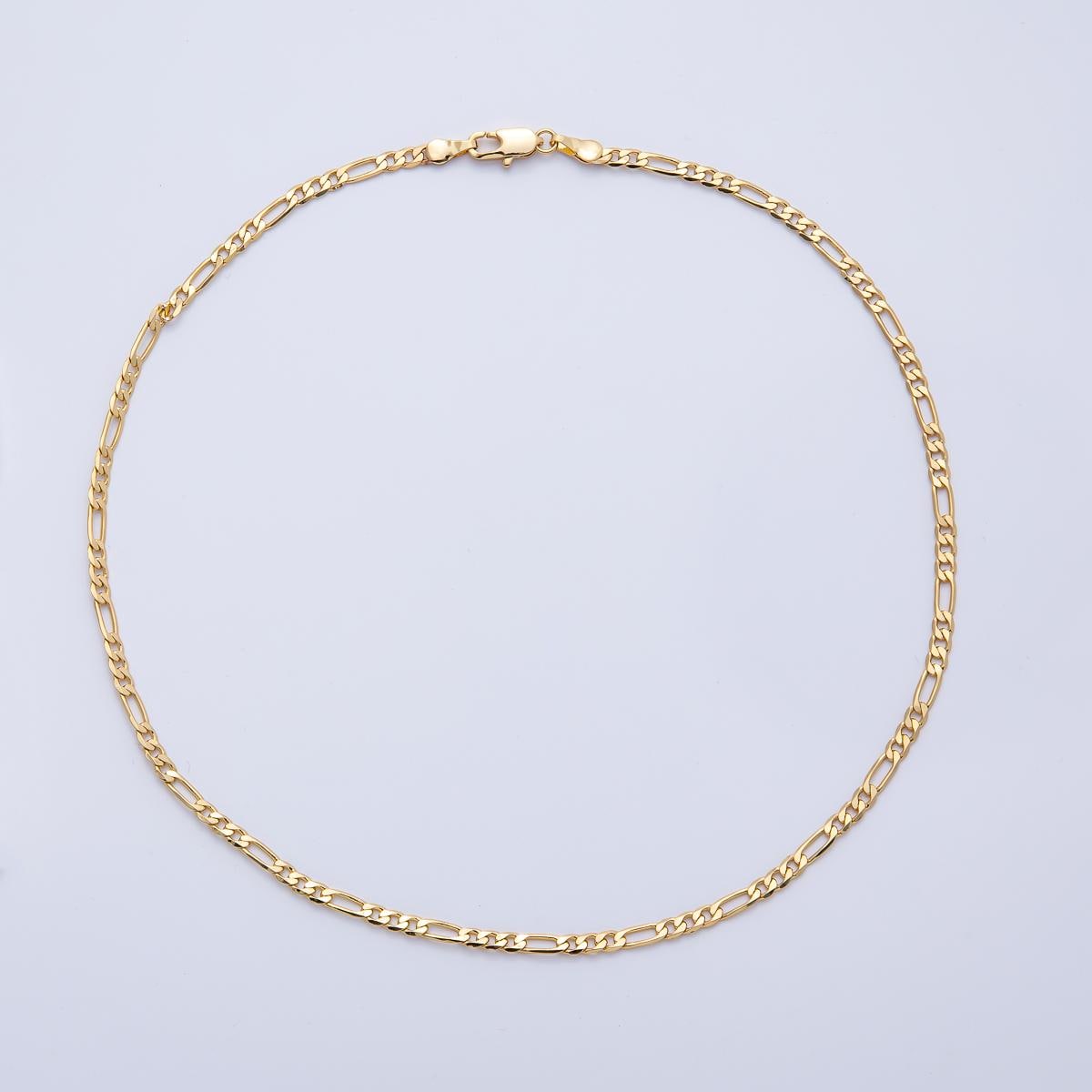 14k gold filled 3.1mm width figaro chain necklace 16.5 chain For Minimalist Jewelry Layer WA-3986
