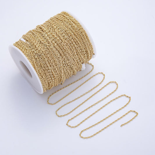 Fine 18k Gold Filled Anchor chain by yard, Gold Mariner chain, wholesale bulk roll chain for jewelry making | ROLL-1819