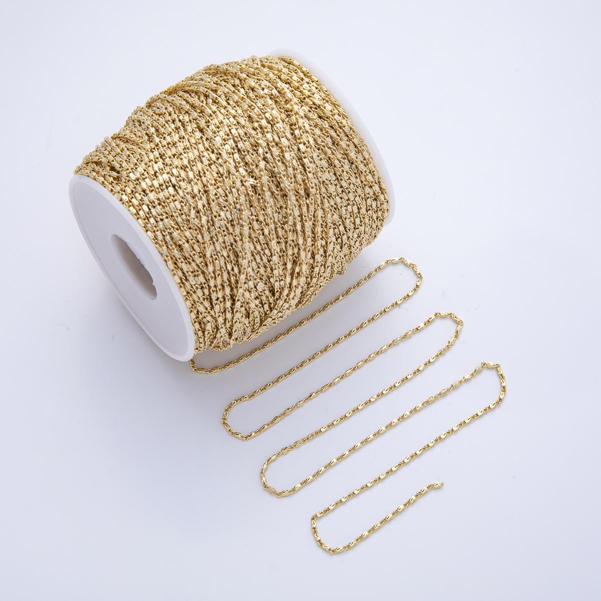 16K Gold Filled Dainty Gold S-Link Chain by Yard Wholesale Bulk Simple Gold Necklace DIY Jewelry Making Supplies | ROLL-1816