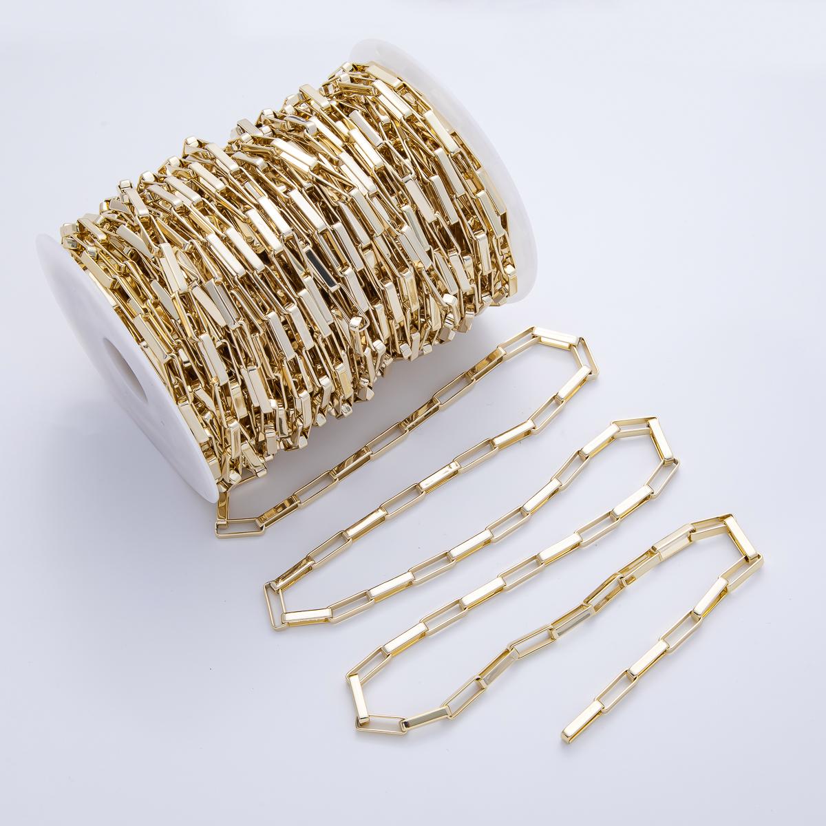 Chunky 18k gold filled elongated Boxy rectangle paper clip chain 15.1mm x 5mm paperclip chain for jewelry making | roll-1815