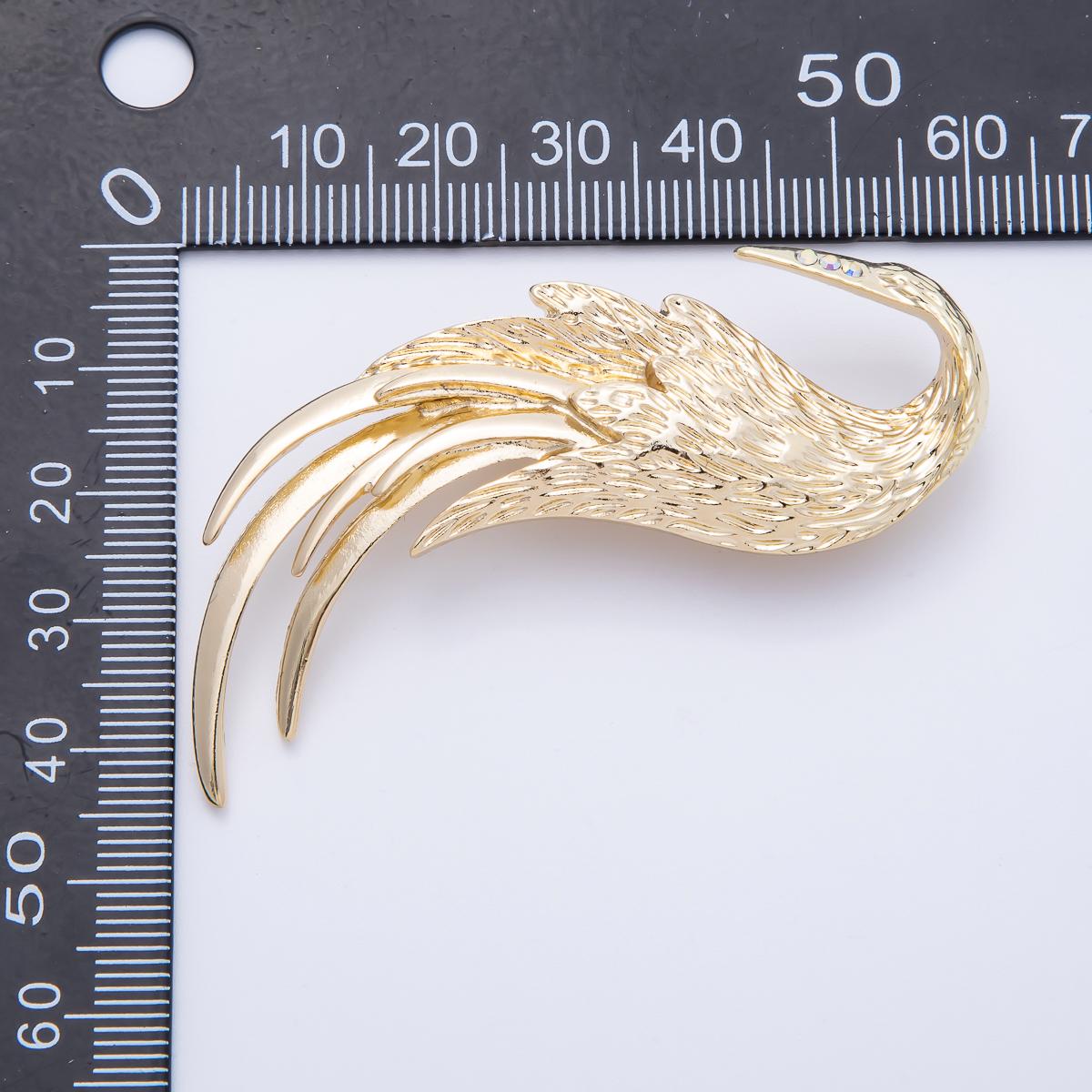 Angel Wing Brooch – Gold Feather Lapel Pin, Symbolic Statement Jewelry Accessory BH-084