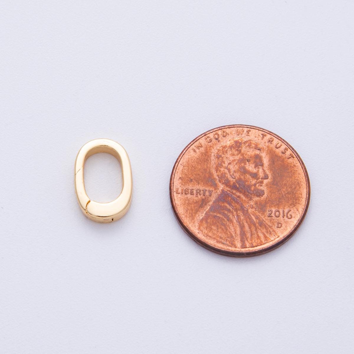 Mini 18k gold filled oval carabiner clasp Charm Holder, spring push gate for diy jewelry clasp finding necklace bracelet Z-1674