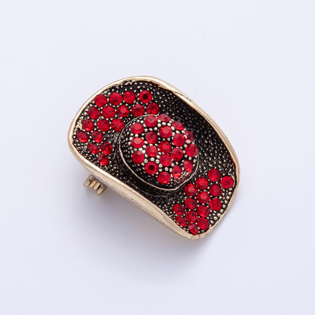 Red Cowboy Hat brooch Western Texas jewelry BH-082