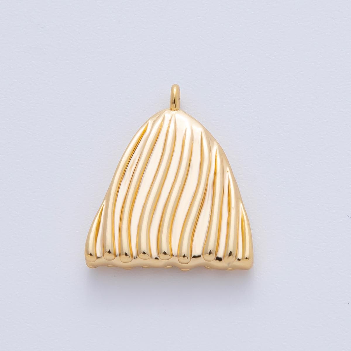 18K Gold Filled 20mm Geometric Lined Triangle Charm Wavy Abstract Pendant Statement Jewelry for Custom Necklace | AF-1383
