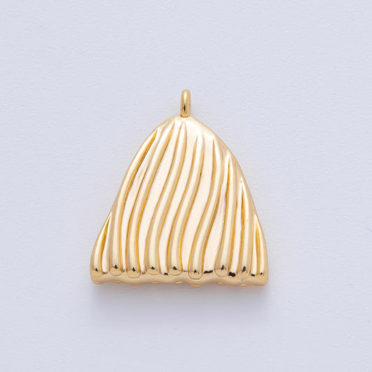 18K Gold Filled 20mm Geometric Lined Triangle Charm Wavy Abstract Pendant Statement Jewelry for Custom Necklace | AF-1383