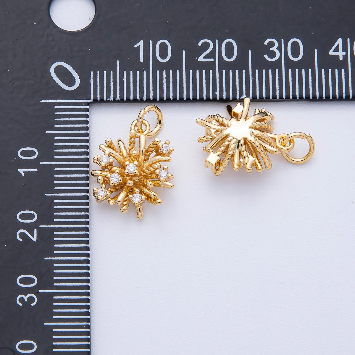 18K Gold Filled 15mm Micro Paved CZ Geometric Flower Charm Dainty Floral Bloom Pendant DIY Jewelry Supply for Custom Necklace | AK-178