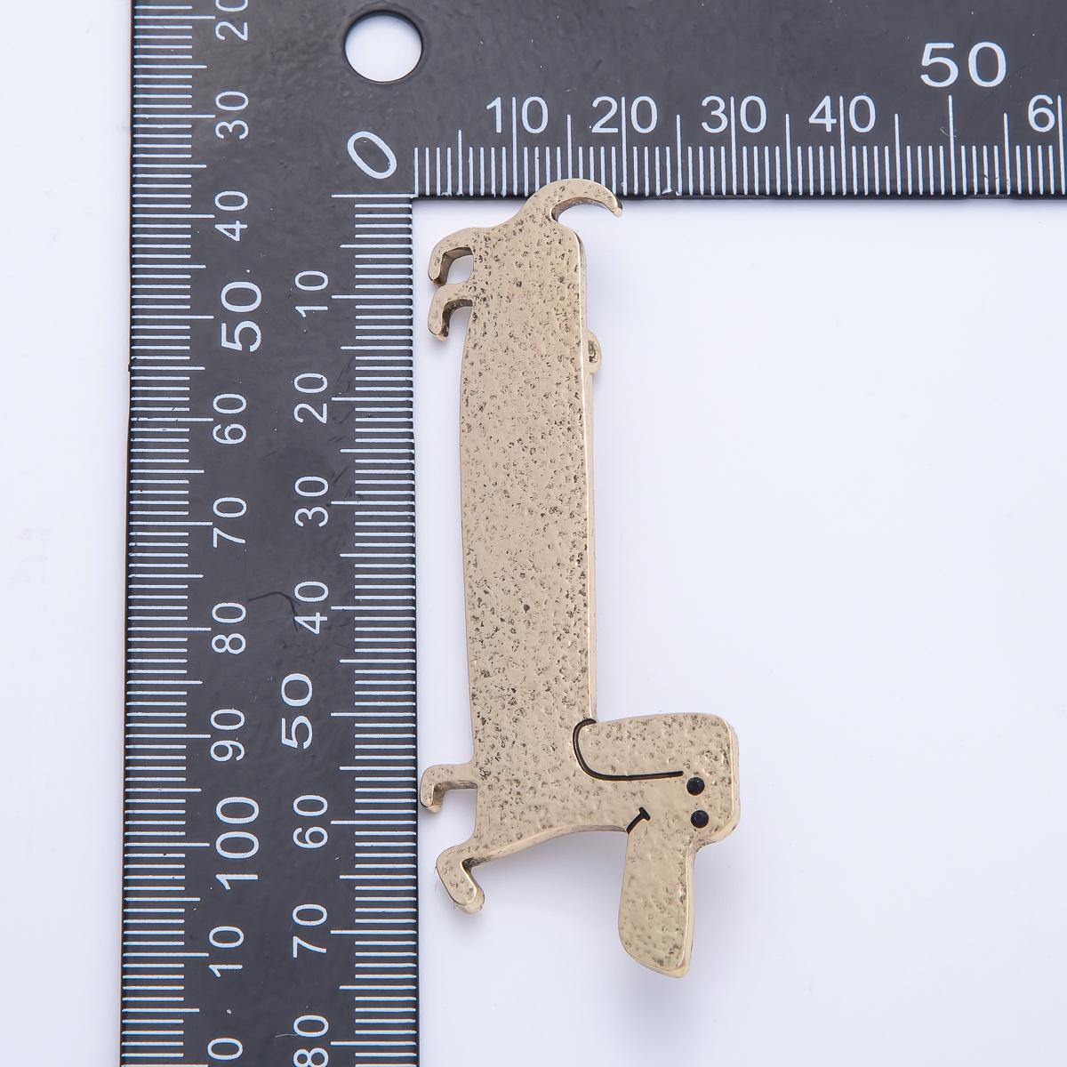 Gold 75mm Hammered Wiener Dog Pet Animal Pin Brooch Adorable Sausage Puppy for Coats Bags Scarves Jewelry Accessory | BH-060