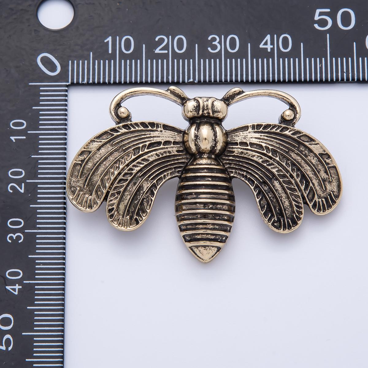 Vintage Gold 51mm Fly Insect Animal Pin Antique Brass Bee Brooch Nature Lover Gift with Rustic Accent for Coats Bags and Scarves | BH-061