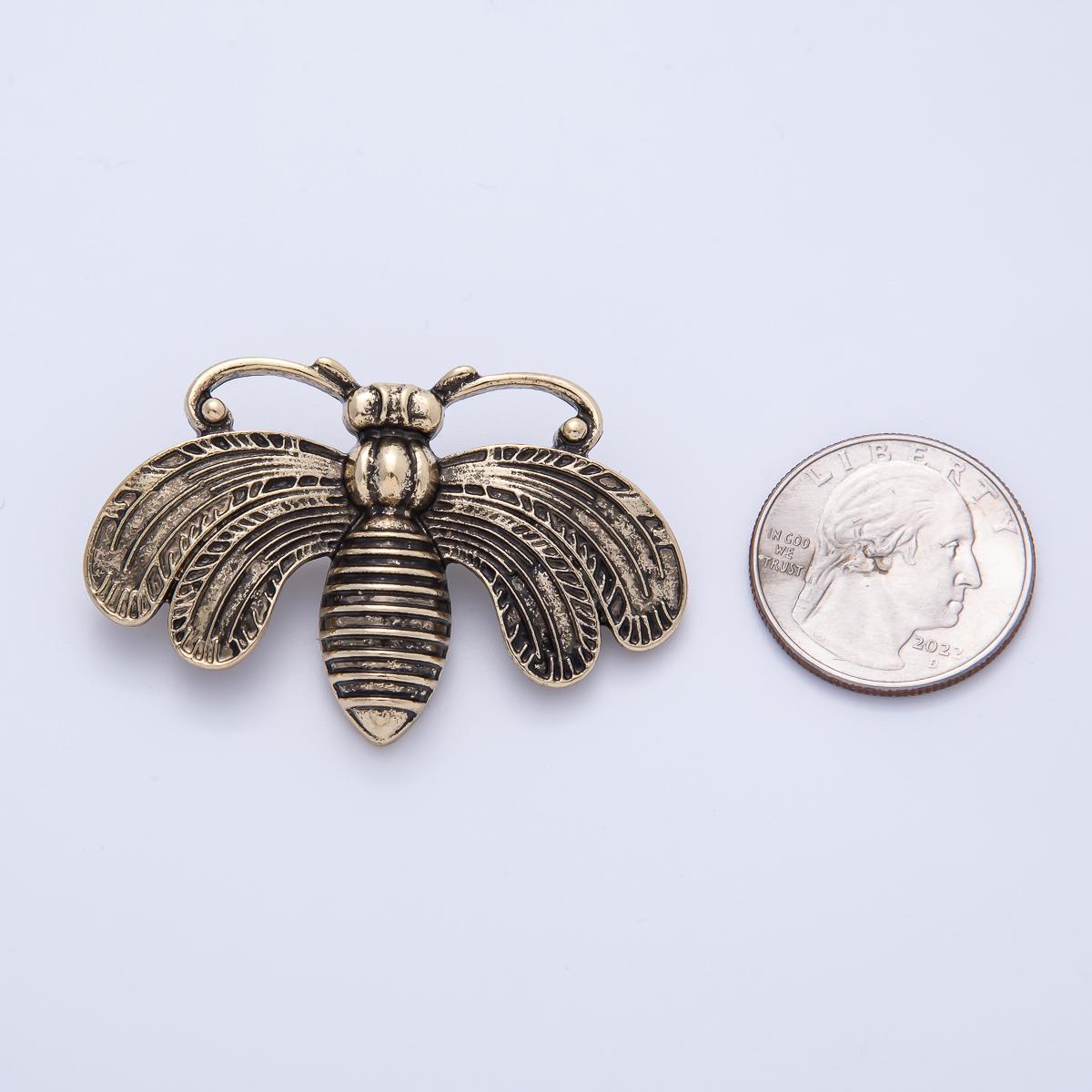Vintage Gold 51mm Fly Insect Animal Pin Antique Brass Bee Brooch Nature Lover Gift with Rustic Accent for Coats Bags and Scarves | BH-061