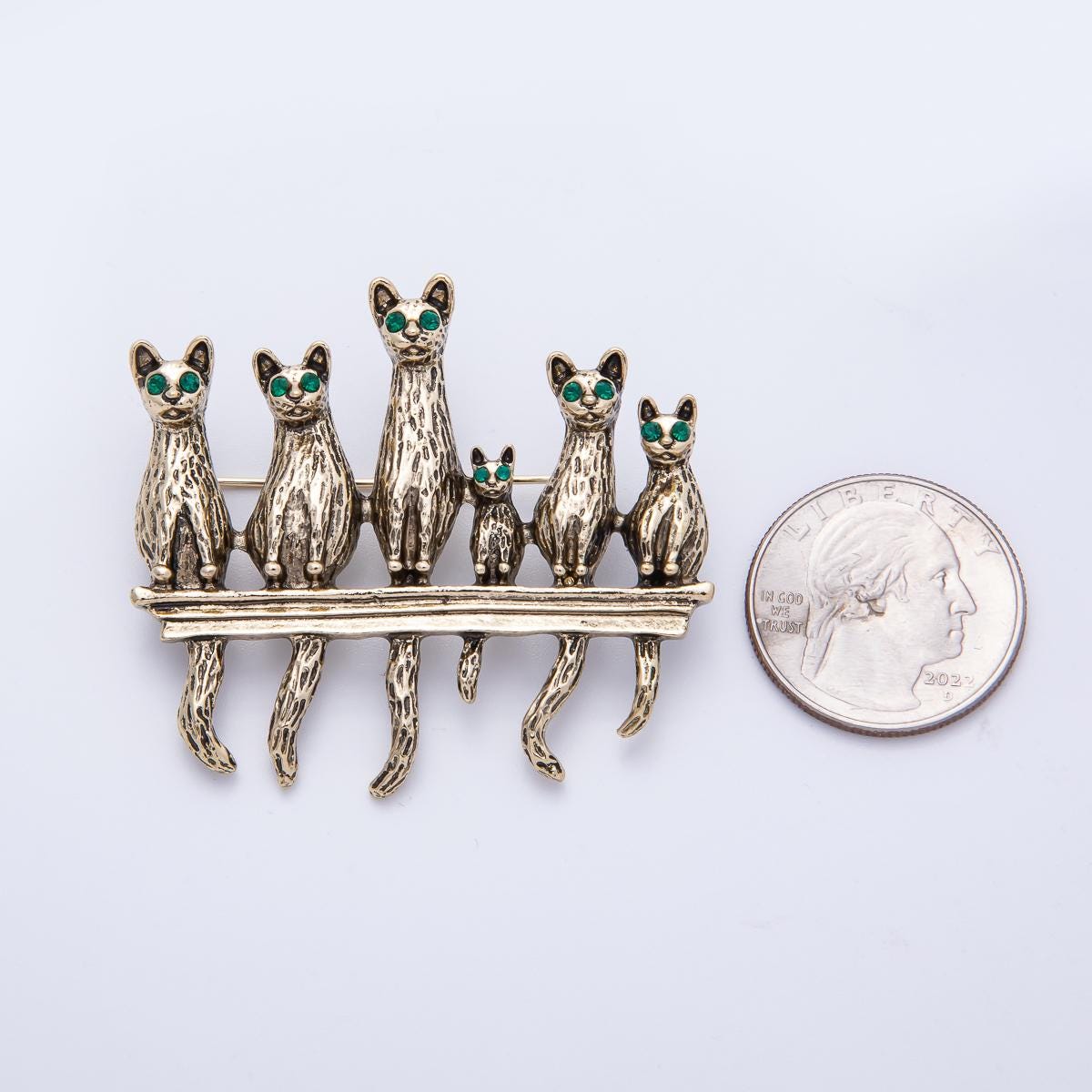 Vintage Gold Cat Kitten Pet Animal Brooch Vintage Style Six Cats on a Fence Pin Cat Lover Gift Feline Jewelry Coats Bags Scarves | BH-063