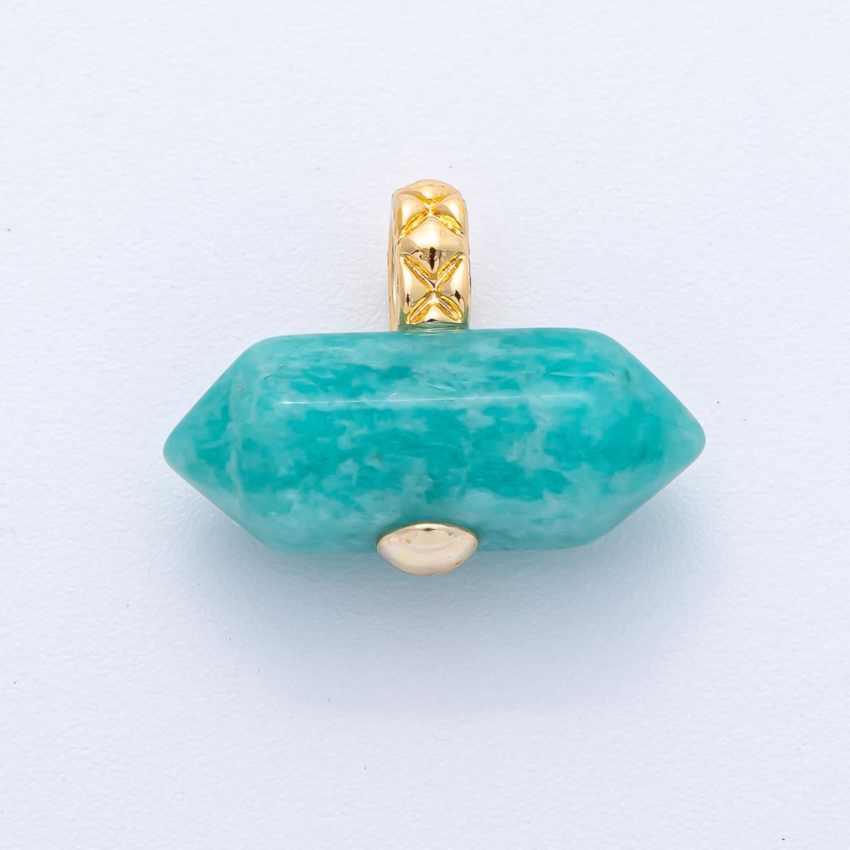 18k gold filled NATURAL gemstone 21.3mm quilted gold Pendant Healing Stone DIY Jewelry Supply for custom Necklace | AK-129